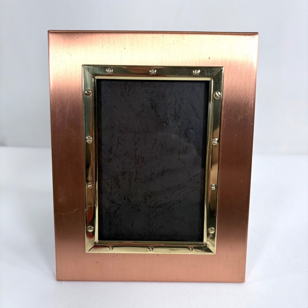Vintage Photo Frame Copper Brass Industrial Mixed Metal 5x7 Made in‎ Korea
